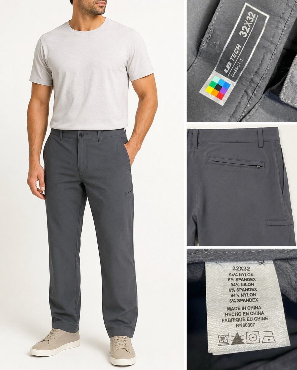 Gorpcore UnionBay LB Tech Men's Hiking Classic Fit Pants Size 32x29 Gray Cargo